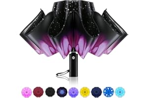 Trenovo Inverted umbrella, Windproof Travel Umbrella with Reflective Stripe, Reverse Compact Umbrella with Double Vented Canopy, Folding Portable Umbrella, Auto-open & Close Upside Down Umbrella