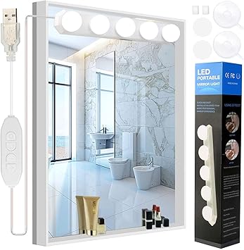 yisun luces led para espejo de tocador luces de maquillaje portatiles con usb 3 modos de color 5 bombillas led de brillo temperatura de color