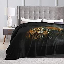 WAZHIJIA Tiger Fleece Throw Blanket, Fuzzy Warm