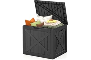 31 Gallon Outdoor Storage Deck Box Waterproof & UV Resistant Patio Storage Bin with Lockable Lid & Side Handles 220 lb Load C