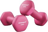 SONGMICS Dumbbells Set 2x1 kg Neoprene Hex Coated Pink SYL902P01