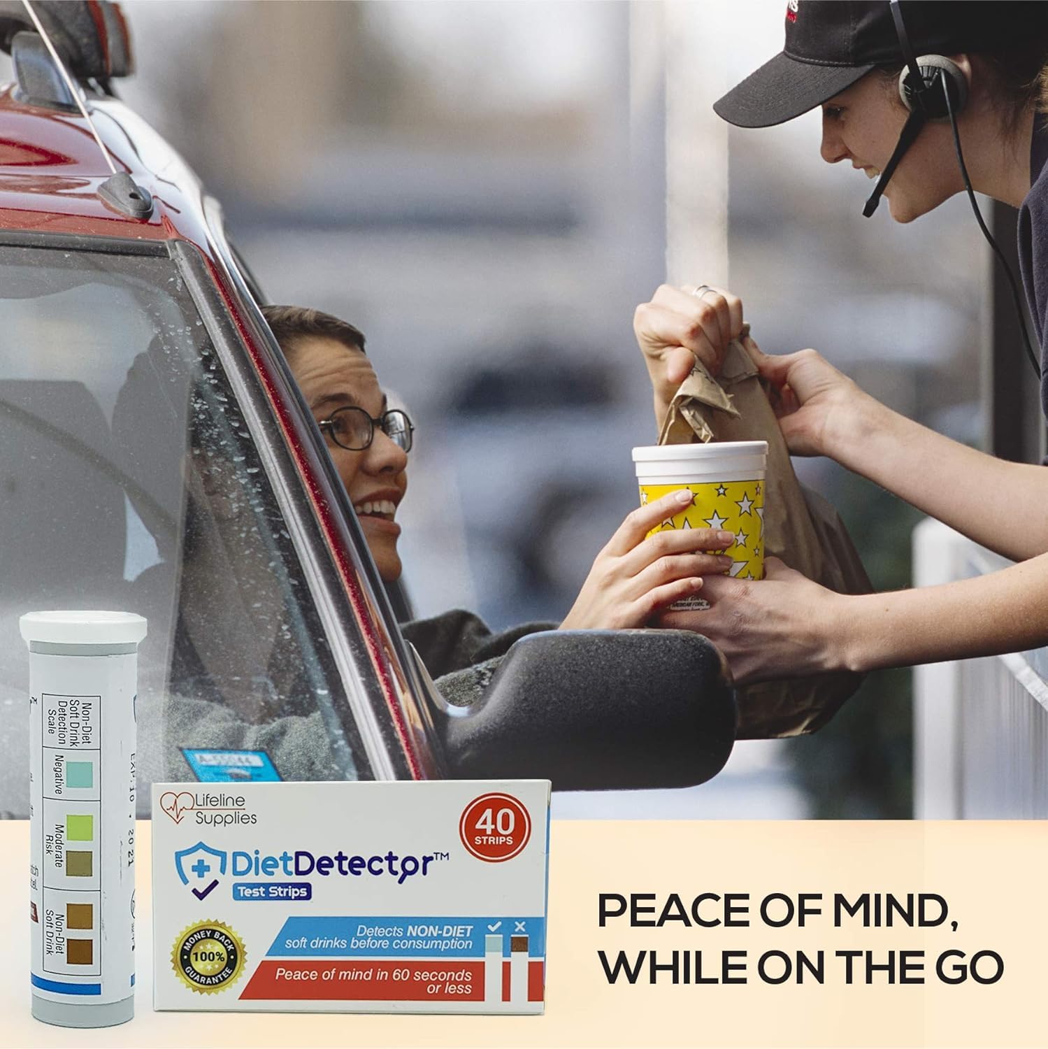 DietDetector Test Strips - Detects Non-Diet Soft Drinks Before Accidental Consumption - A Must Have for Diabetics and The Health Conscious - 40 Strips Per Box