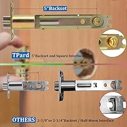 TPard 5" Backset Latch Keyed Entry Door Knob with