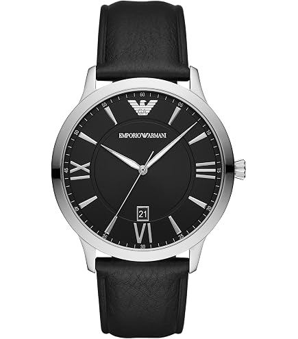 Amazon.com: Emporio Armani Men's Three-Hand Silver and Rose Gold