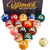 Billmart Premium Billiard Balls Pool Table Accessories | 2-1/4" Regulation Size 16 Pool Balls Billiard Set