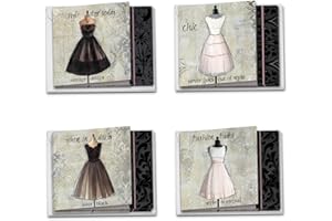 The Best Card Company - 12 Assorted Blank Note Cards (4 x 5.12 Inch) - Boxed All Occasion Notecards Bulk (4 Designs, 3 Each) - Dress Forms MQ4608OCB-B3x4