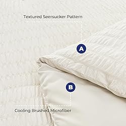HYMOKEGE Ivory Twin XL Comforter Set Seersucker 5