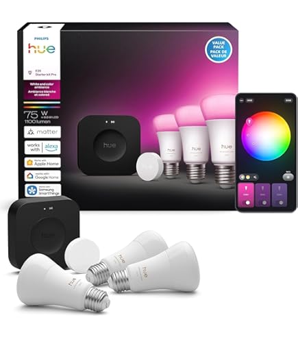Philips Hue White and Color Ambiance A19 60W Equivalent LED Smart