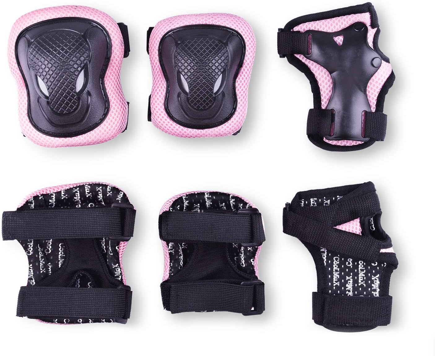 SULIVES Girl's CIRA Pink Protective Gear Set Including Knee Pads Elbow Pads and Wrist Guards, for Kid Multi Sports Uses: Skateboarding, Roller Skating, Cycling, Balance Biking, and Scooter