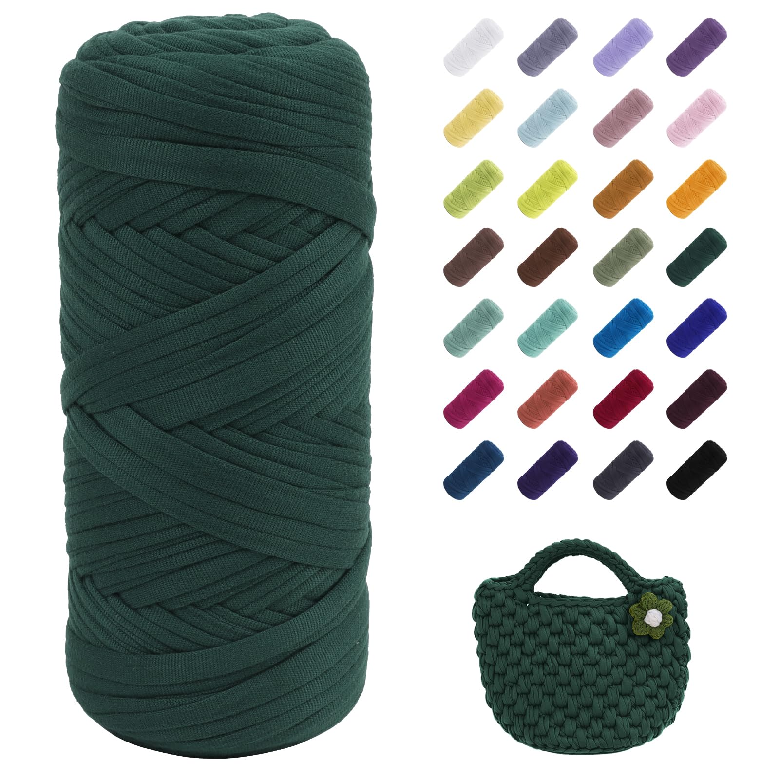Uiopa T-Shirt Yarn, 200g/196ft Elastic Fabric Cloth Knitting T Shirt Yarn, Olive Green Thick Crochet Fabric Ribbon for Crocheting Bags/Baskets/Rugs, Home Decor, DIY Crafts