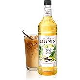 Monin French Vanilla Syrup for Drinks - with Pump - 1 liter / 33.8 fl oz | French Vanilla Syrup Flavoring for Coffee, Milkshakes, Cocktails, Mochas, Lattes, Cold Brews &amp; More, Kosher, Non-GMO