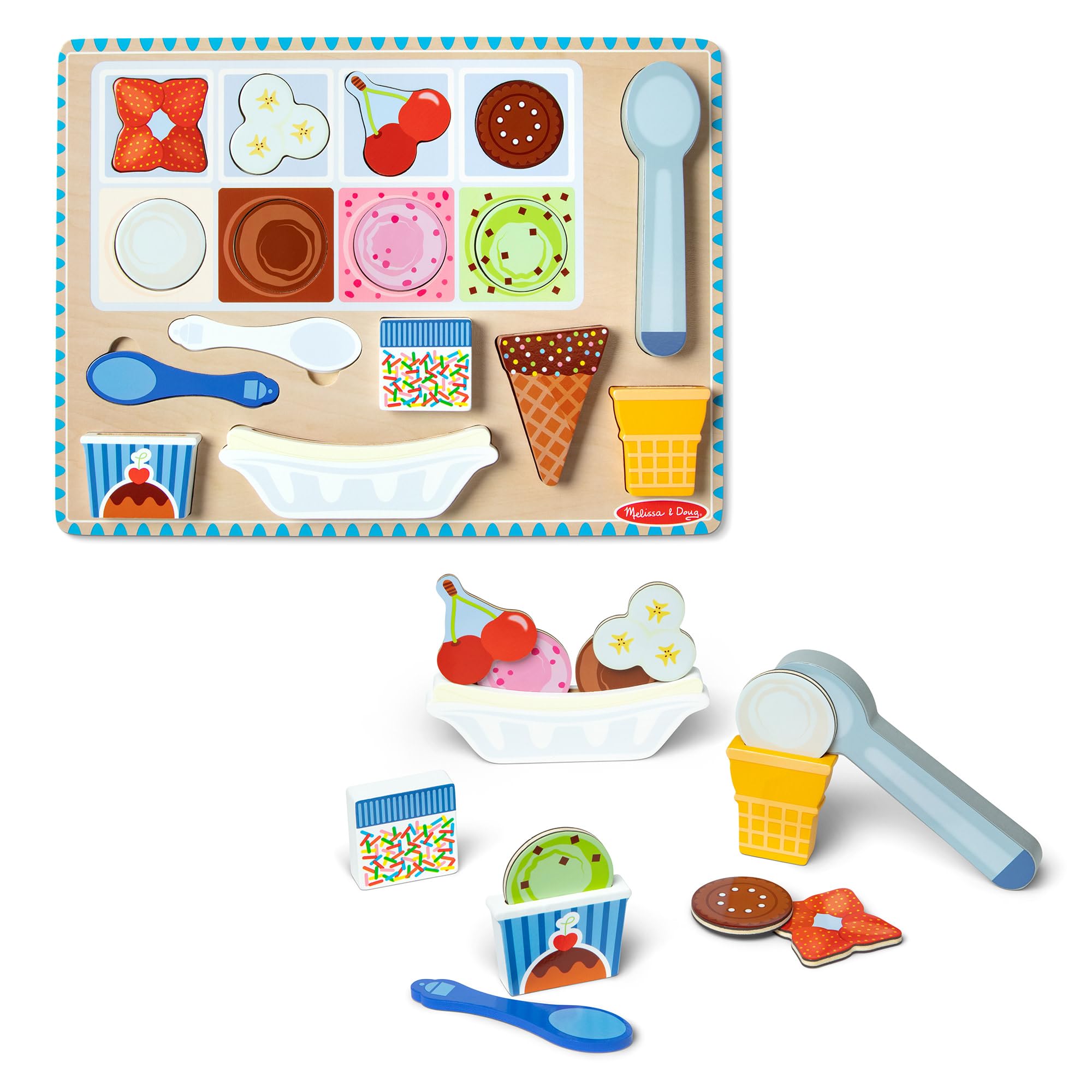Photo 1 of Melissa & Doug Ice Cream Wooden Magnetic Puzzle Play Activity Set, 16 Magnet Pieces, Play Food Toy for Boys and Girls Ages 2+