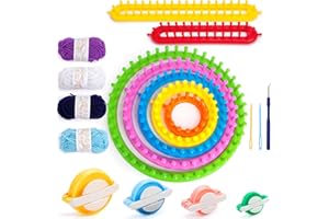 VGOODALL Round Knitting Looms Set, Set of 18PCS Supplies with Hook Needle, Pompom Maker and Yarn, for Knitting Beginners