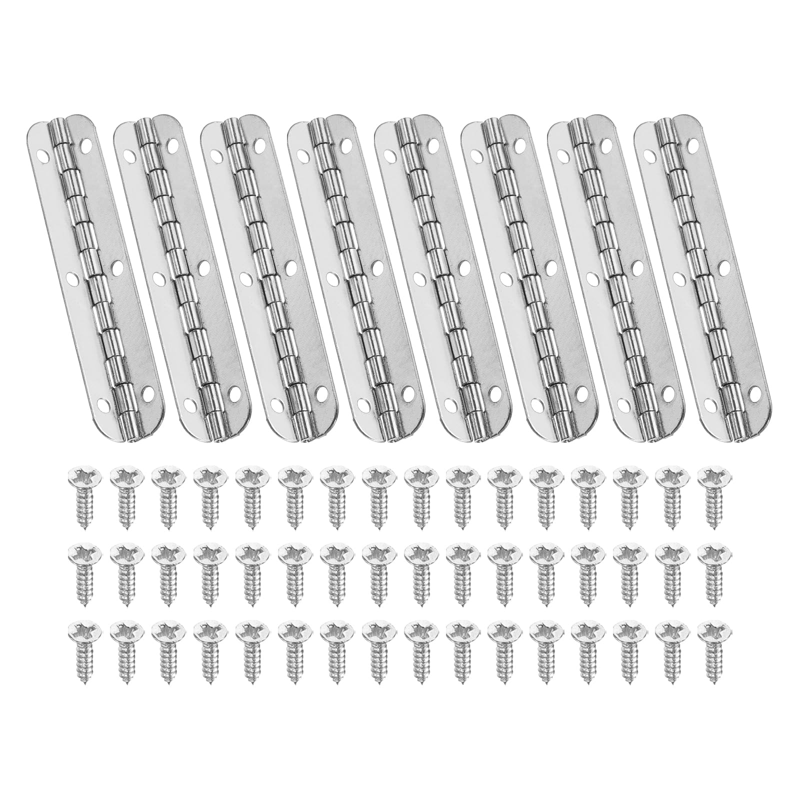 PATIKIL Small Piano Hinge 2.6" x 0.6", 8 Pack Mini 90-Degree Jewelry Box Hinges with Screw for Jewellery Wooden Boxes, Silver