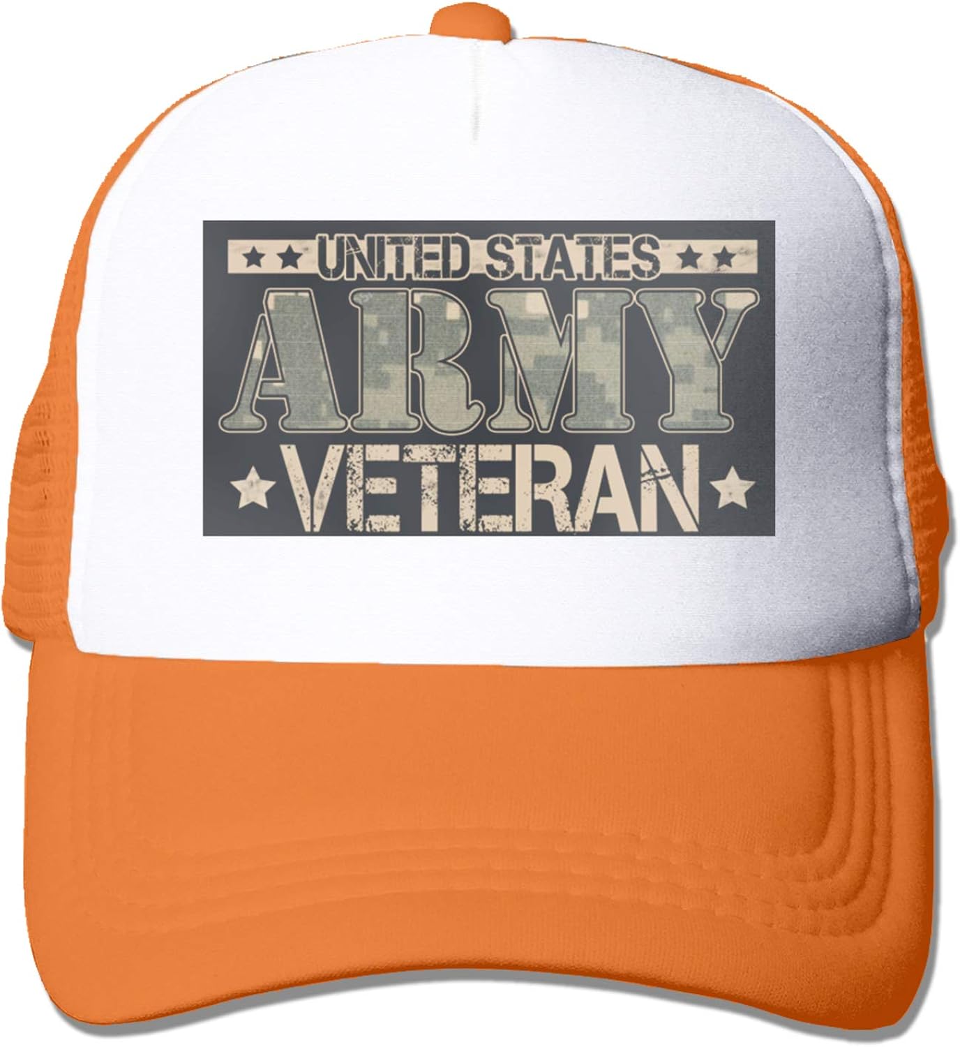 United States Us Army Veteran Trucker Hats Breathable Cap Orange at