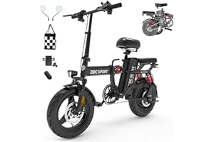 DDC SPORT Folding Electric Bike for Adults, Peak 700W Motor 25MPH, 48V 20Ah Removable Battery 40Miles Ebike,14 Inch Adults Electric Bicycles with Multiple Shock Absorption, Lightweight E-Bike
