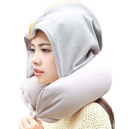 Amazon Com Enkrio Neck Pillow With Hoodie Airplane Travel Pillow