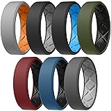 Egnaro Men's Silicone Rings, 7.5mm Wide 2.5mm Thick