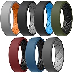 Egnaro Men's Silicone Rings, 7.5mm Wide 2.5mm Thick