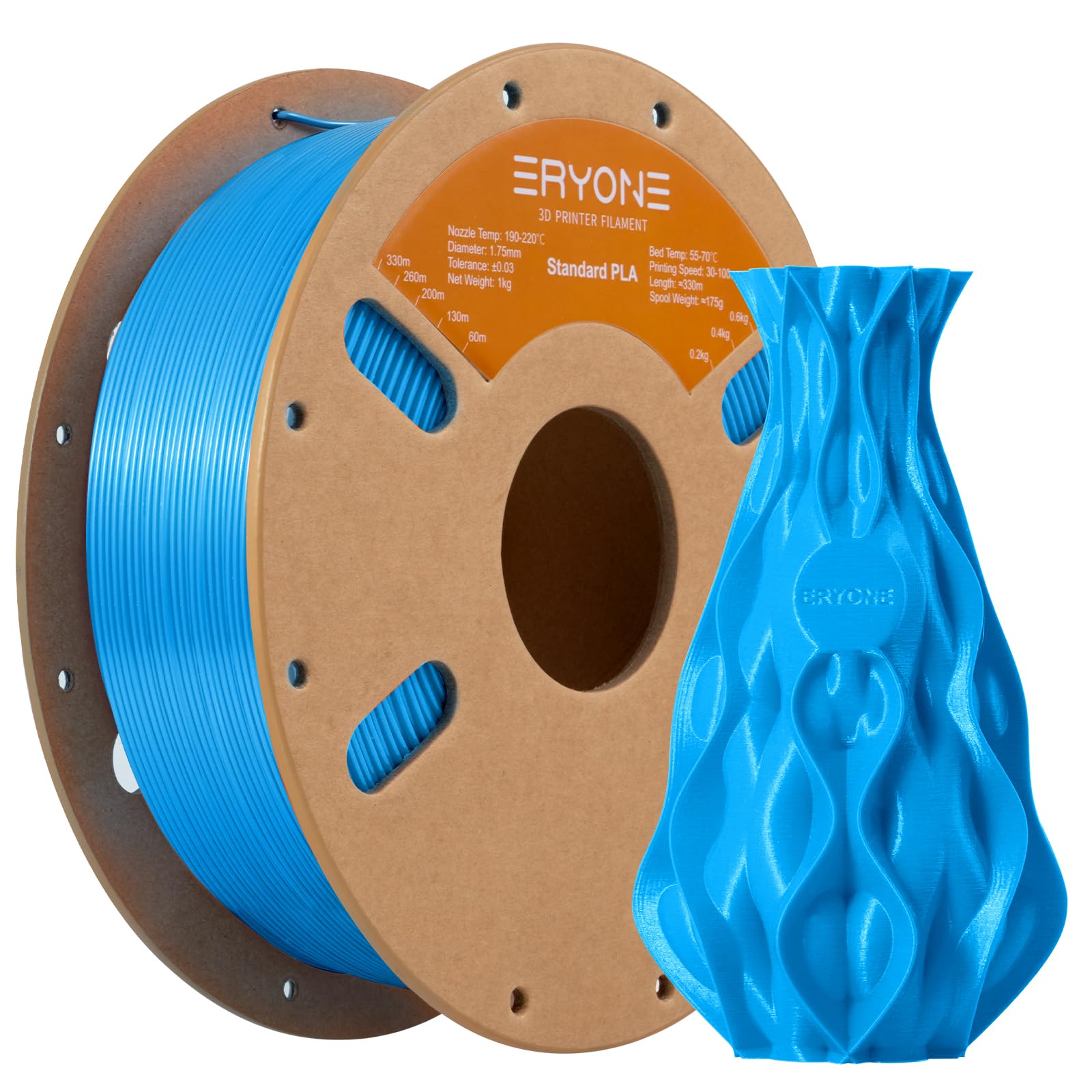 ERYONE PLA Filament 1.75mm, 3D Printer Filament PLA, -0.03mm, 1kg(2.2lbs)/Spool,Blue