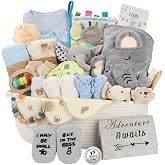 Baby Shower Gifts Basket for Boys, Newborn Essentials Must Haves,Gender Reveal Gifts, Newborn Essentials Must Haves, Premium All-in-One Gift Set for new Mom, Essentials with Keepsakes for First Visit