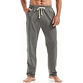 AMY COULEE Mens Cotton Yoga Pants Running Workout Lightweight Sweatpants Open Bottom Lounge Pants with Pockets