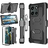 Njjex for Moto G 5G 2025 Case, for Motorola Moto G 5G 2025 Phone Holster Case, [Nbeck] Shockproof Heavy Duty Built-in Screen Protector Rugged Swivel Belt Clip Holster Kickstand Hard Cover [Black]
