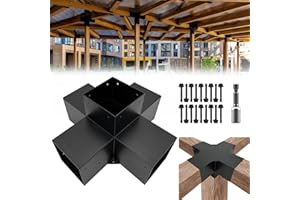 DEVALLEY 5-Way Cross-Shaped Pergola Brackets Kit,Woodwork Brackets with Screws for 6 x 6(Actual:5.5" x 5.5") Wood Beams for Patio Pergola,Log Cabins,Gazebo W/Hardware (1Pack)