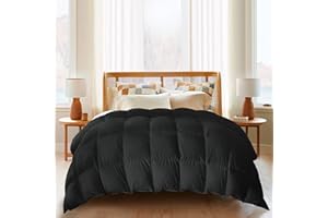 puredown® Lightweight Goose Feather Comforter King Size, Summer Duvet Insert for Hot Sleepers/Warm Weather, Hotel Collection Comforter with 100% Cotton Cover (106x90 Inch, Black)