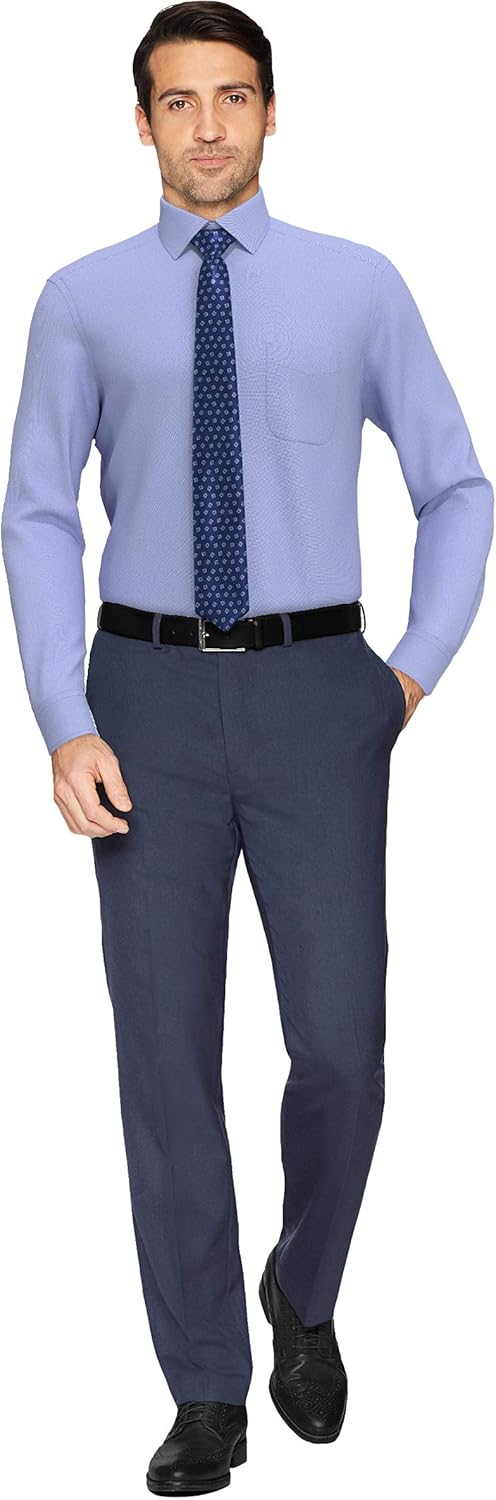  Brand - Buttoned Down Men's Tailored-Fit Spread Collar Pinpoint Non-Iron Dress Shirt With Pocket, Blue, 18" Neck 34" Sleeve (Big and Tall): Clothing