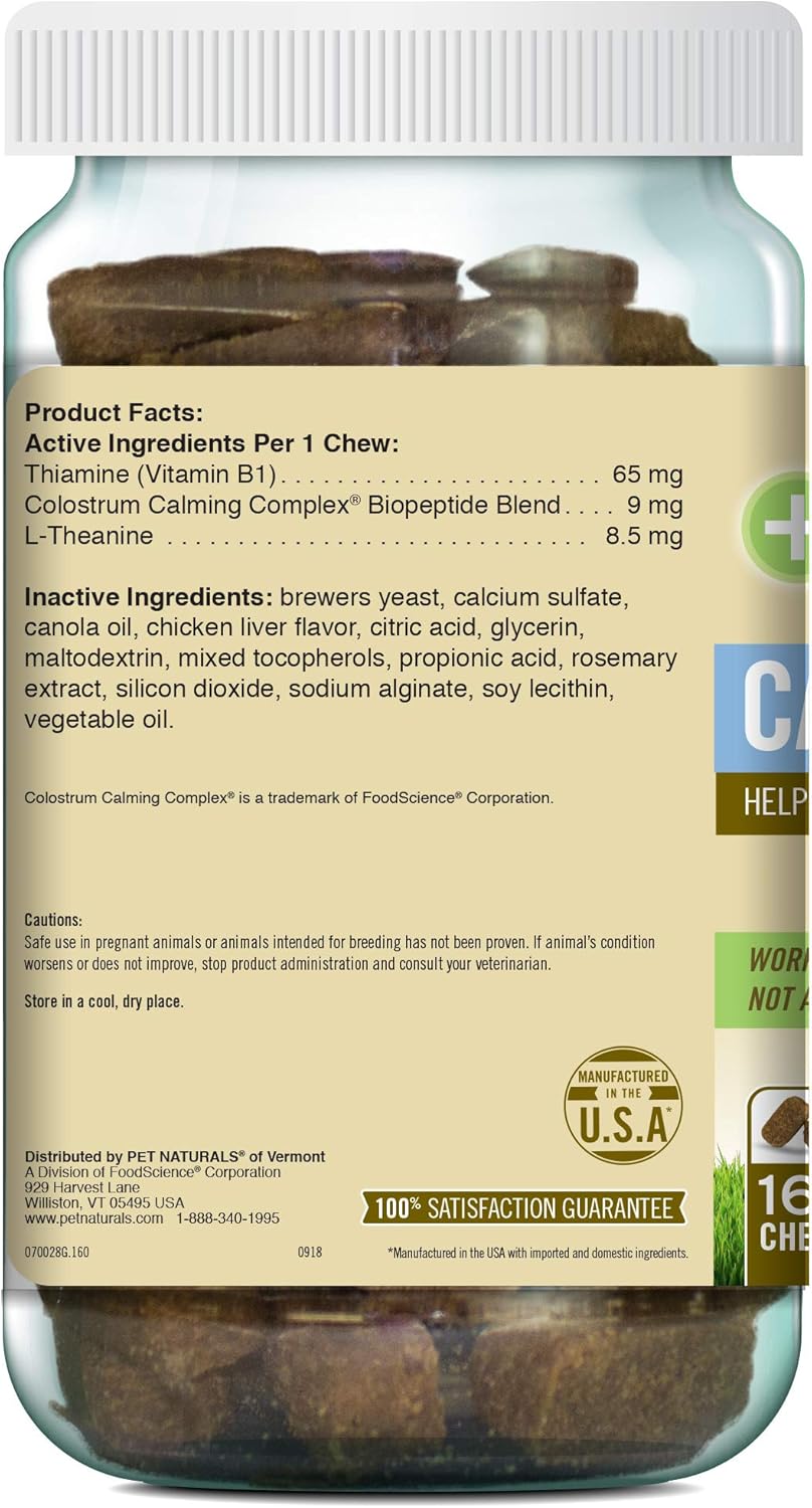 Pet Naturals of Vermont - Calming, Behavioral Support Supplement for Dogs and Cats, 160 Bite Sized Chews : Pet Supplies