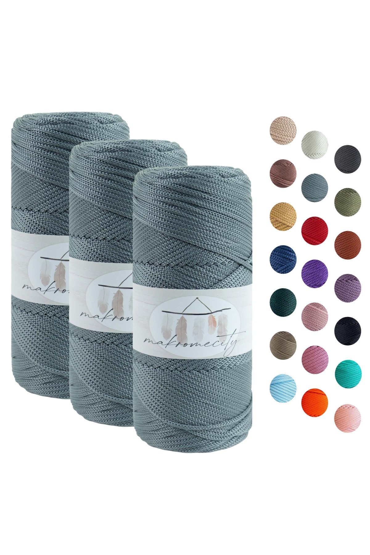 Strand Macrame Yarn 2mm x 115m Premium Polyester Macrame Cord Polypropylene Yarn for Crafts Home Decorations Placemat Shoulder Bag Handbag Runner Pacifier Chain 20 Colors