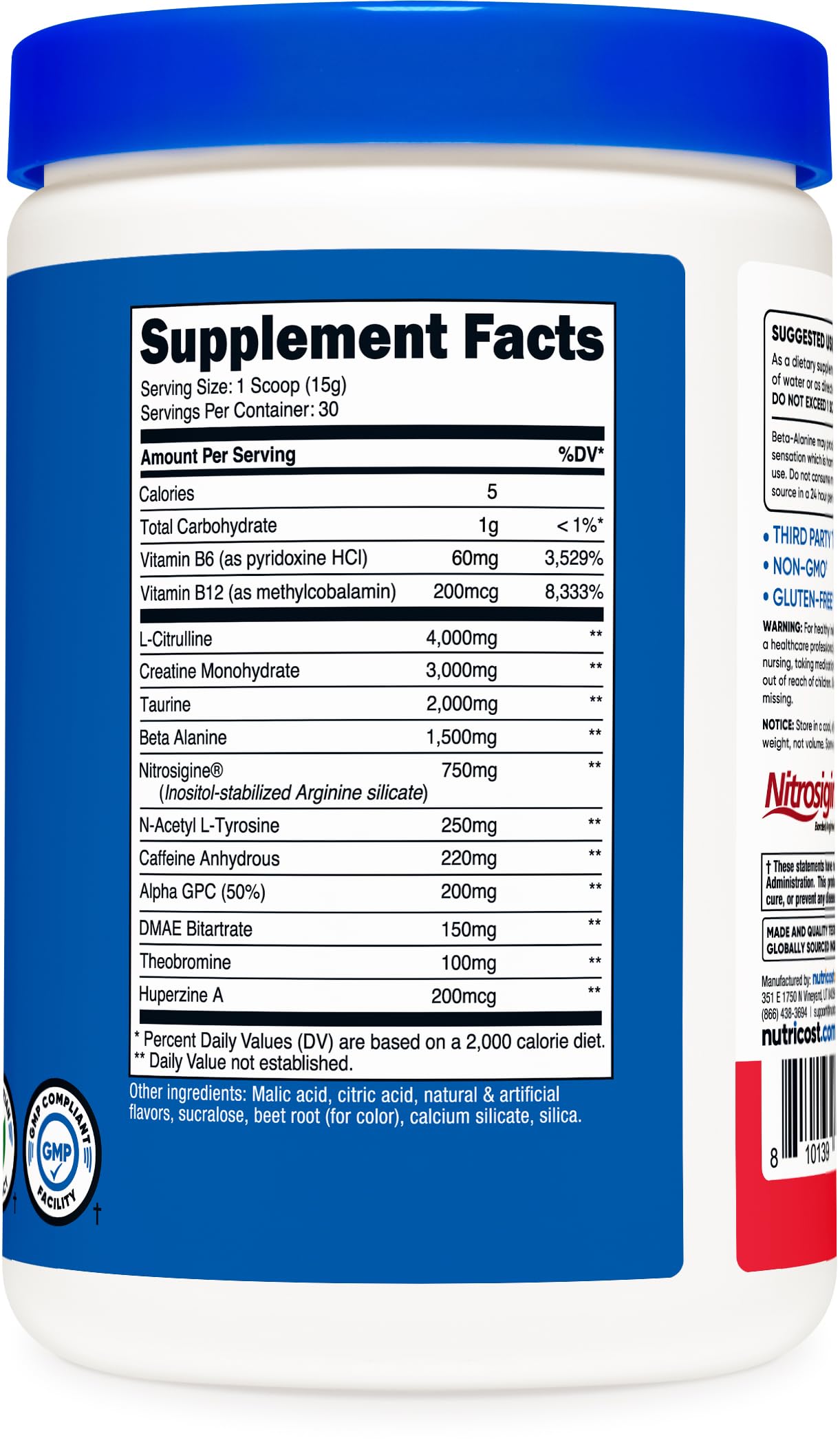 Nutricost Pre-C Pre-Workout Complex with Creatine (Fruit Punch | 30 Servings) Powder - Boost Fintess Routines, 453g