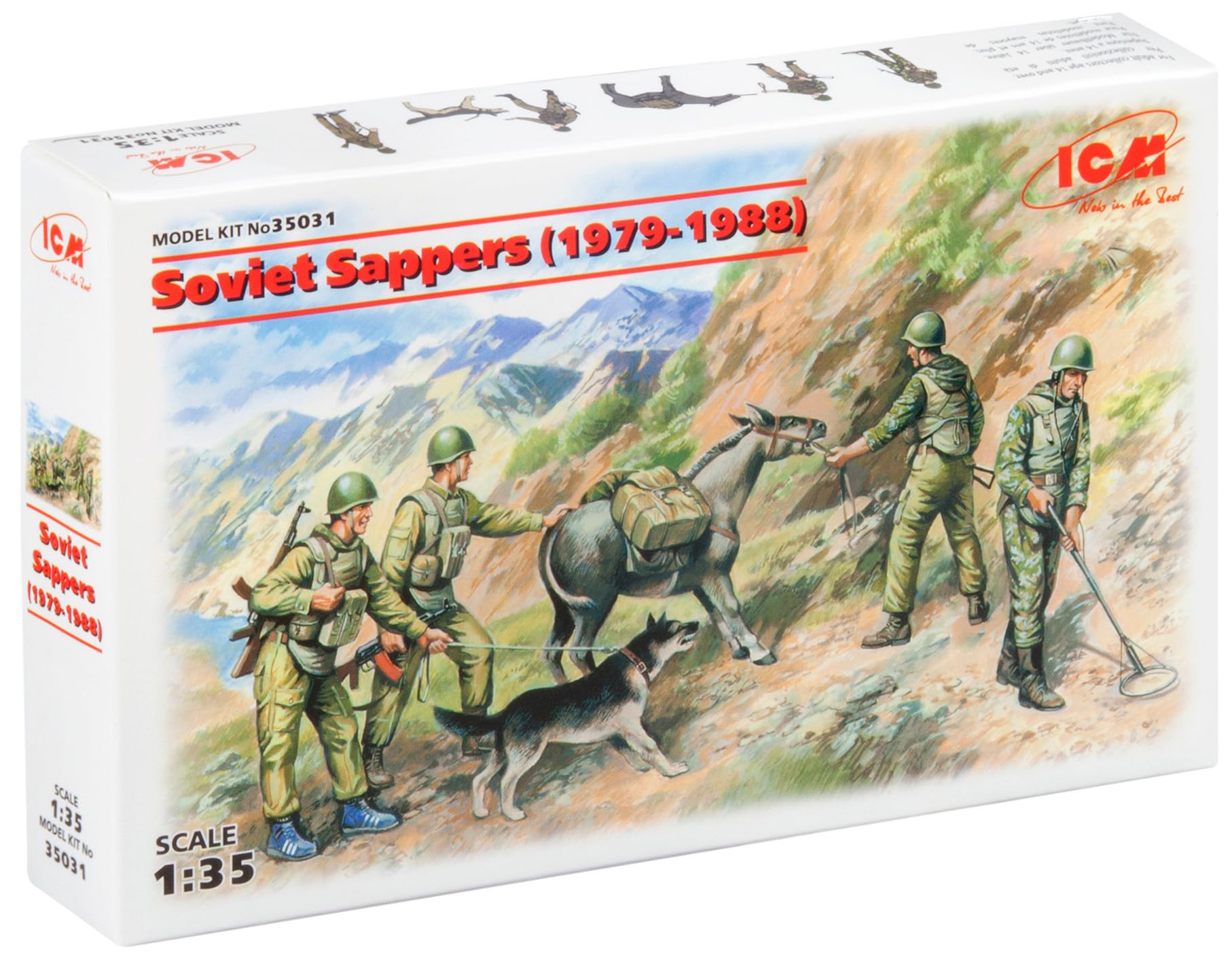 ICM ICM35031 1:35-Soviet Sappers (1979-1988) 4 Figs, 14 x 14 x 52 millimetres