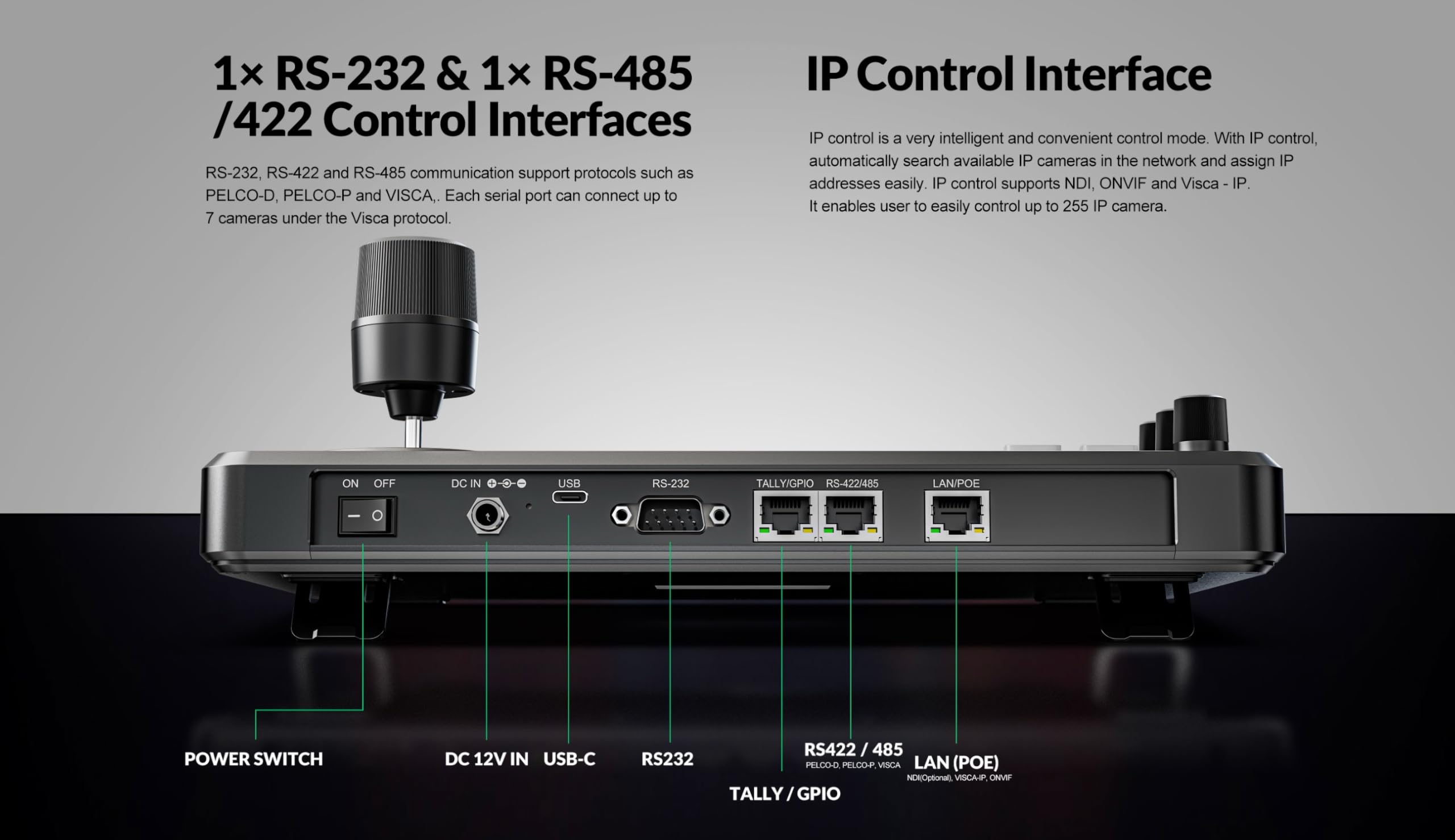 AVKANS PowerJoy PTZ Camera Joystick Controller, IP NDI PTZ Camera Controller Keyboard with 4D Joystick for Worship Church Live Streaming, NDI License Included (PTZ Controller with 5 inch Screen)