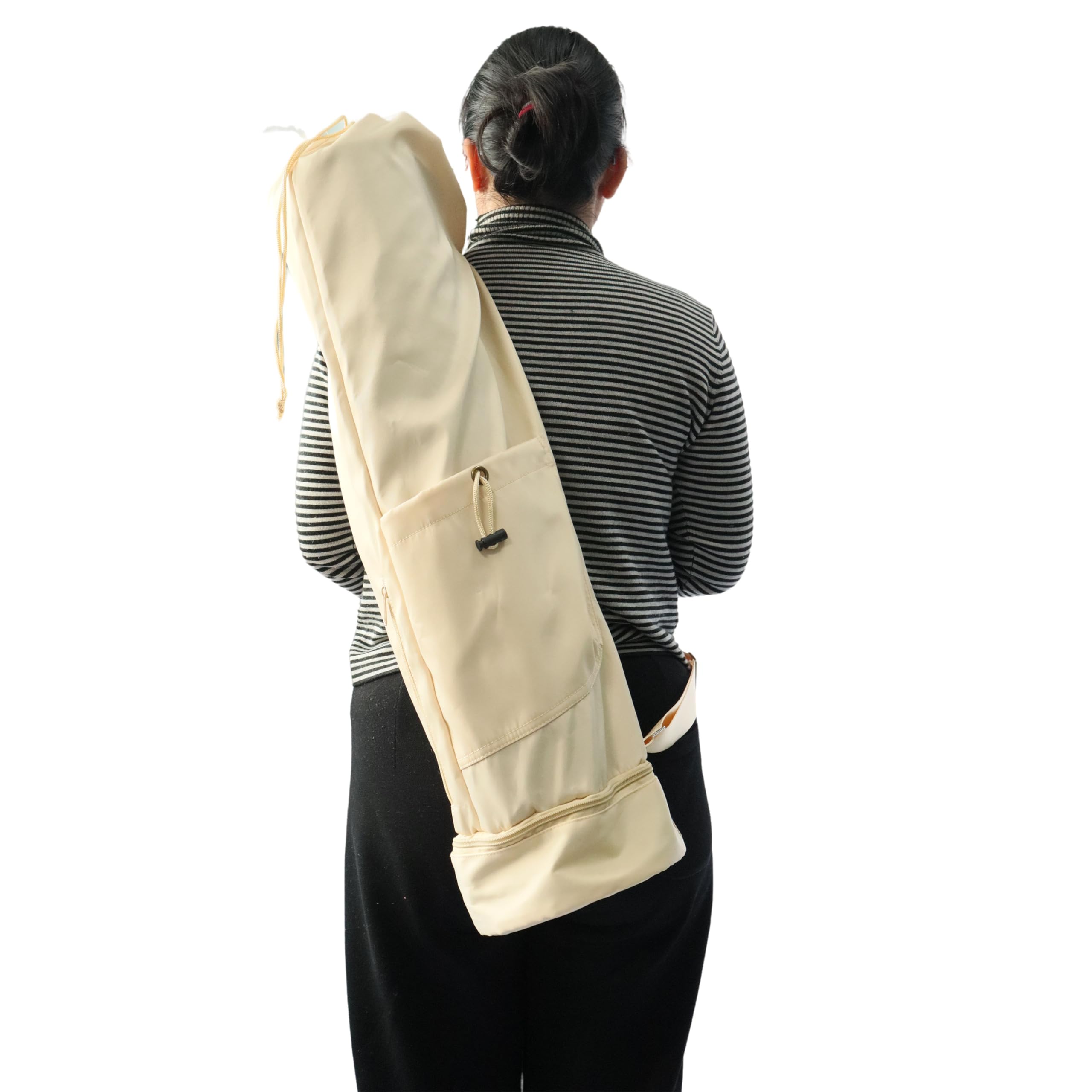 VLFit Yoga Mat Bag Large with Adjustable Carry Strap Pilates Bag with Bottle Pocket and Wet Compartment (Beige)