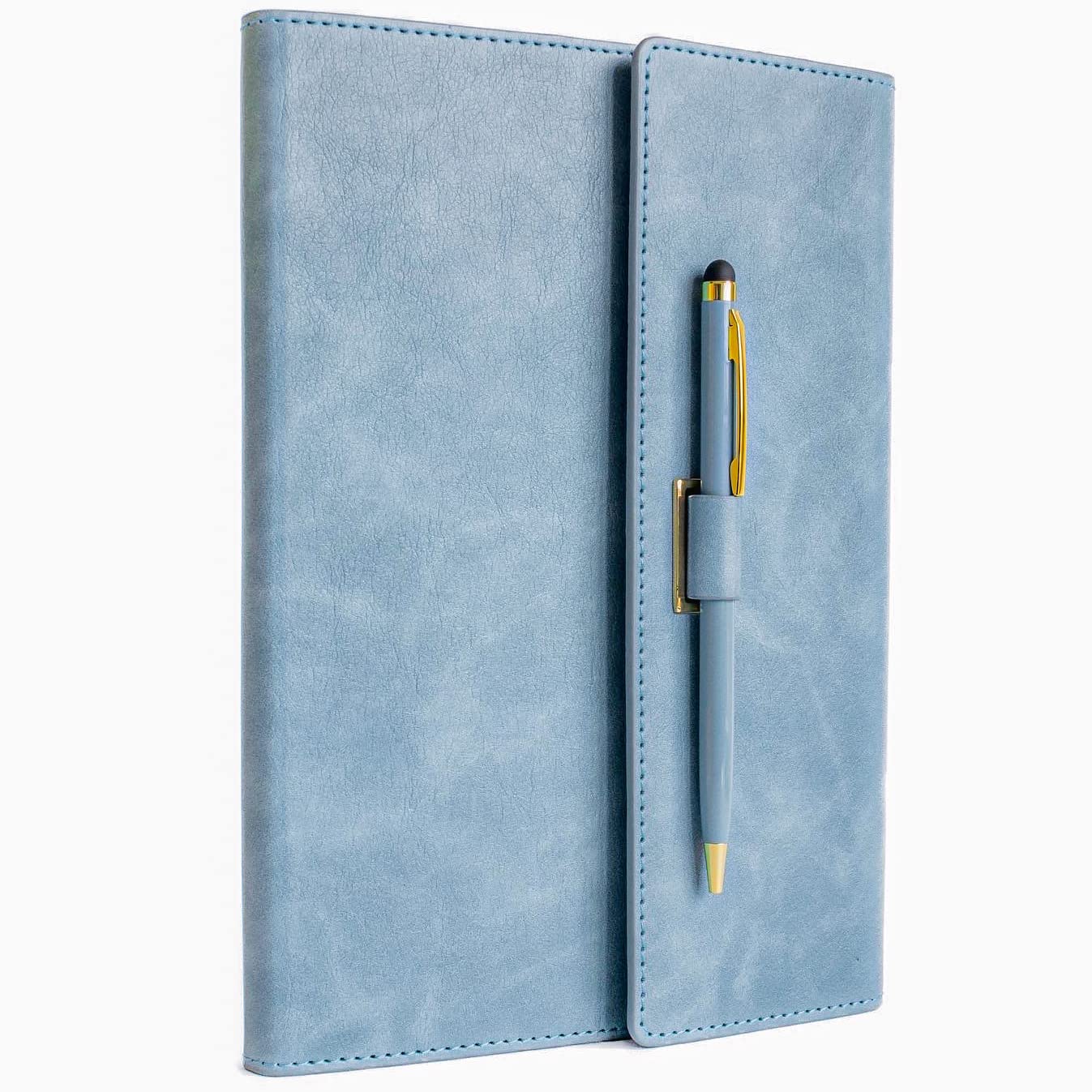 Blue A5 Journals for women & Men | Notebook and pen set | Journal | Notebooks for women | Faux Leather | Notebook and pen gift sets | Leather bound notebook |Premium lined pages — image 1