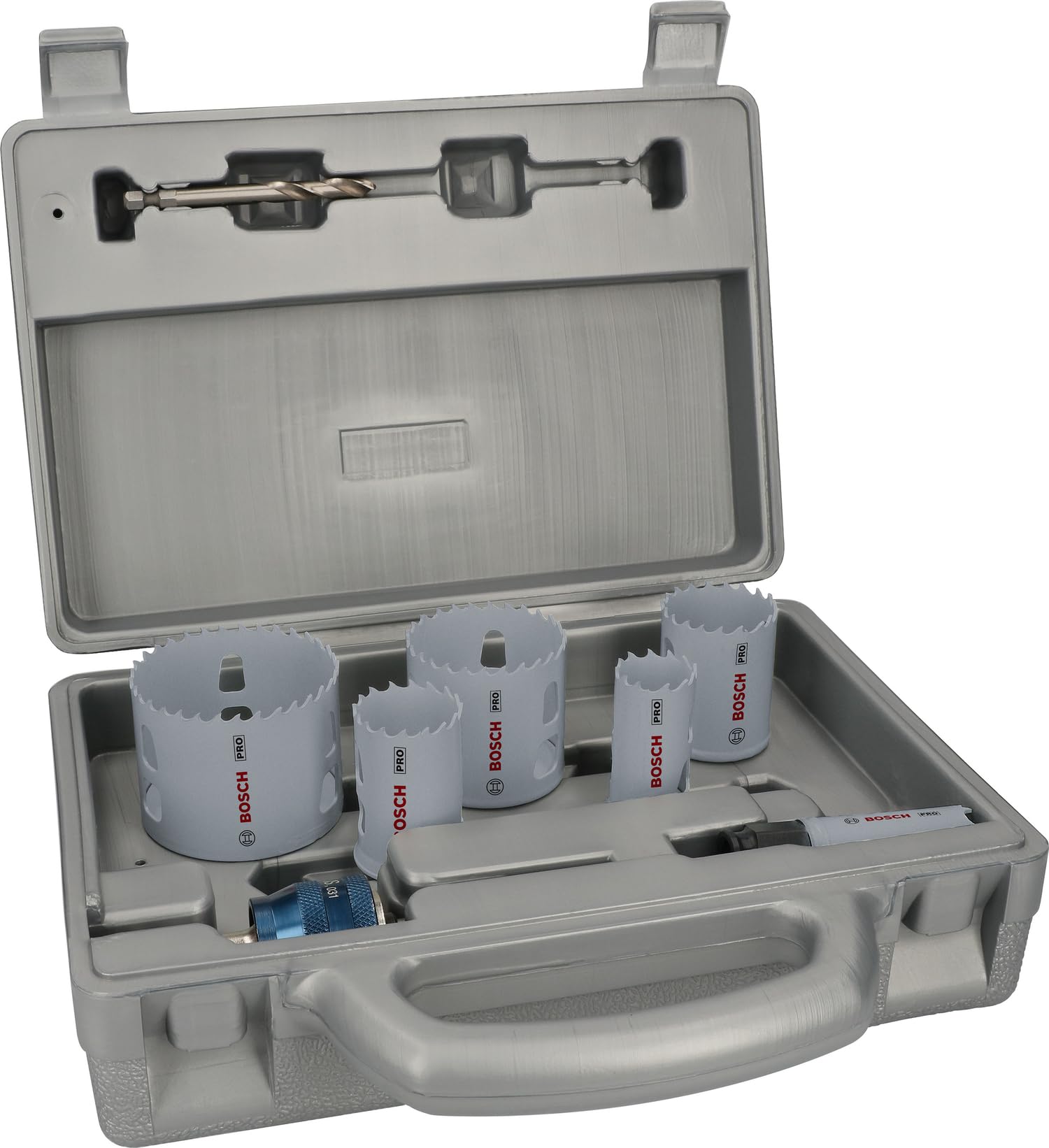 Bosch 9x PRO Multi Material Power Change Plus Lochsäge-Set – Blasform-Etui (für Weichholz, Trockenbauwand, Ø 20-64 mm, Professional Zubehör Bohrmaschine)