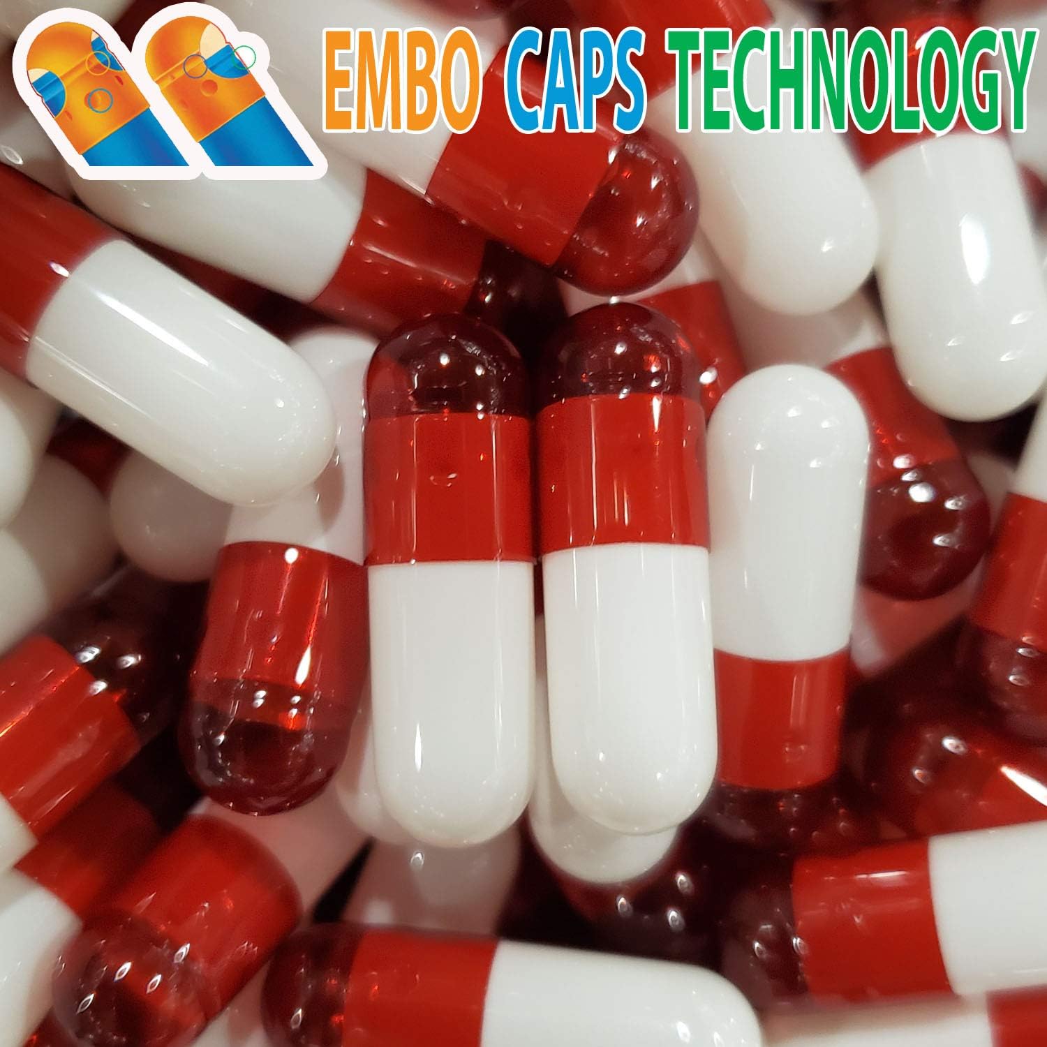 Empty Gelatin Capsules 0 Size 1000 Count, Red White Color, Premium