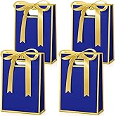 Kolldenn 30 Pcs Thank You Gift Bags with Handles 10.2 x 7.1 x 3.2 Inch Elegant Party Favor Bags with Ribbon Bow for Wedding Bridal Birthday Bridesmaid Holiday Party Supplies(Sapphire Blue)