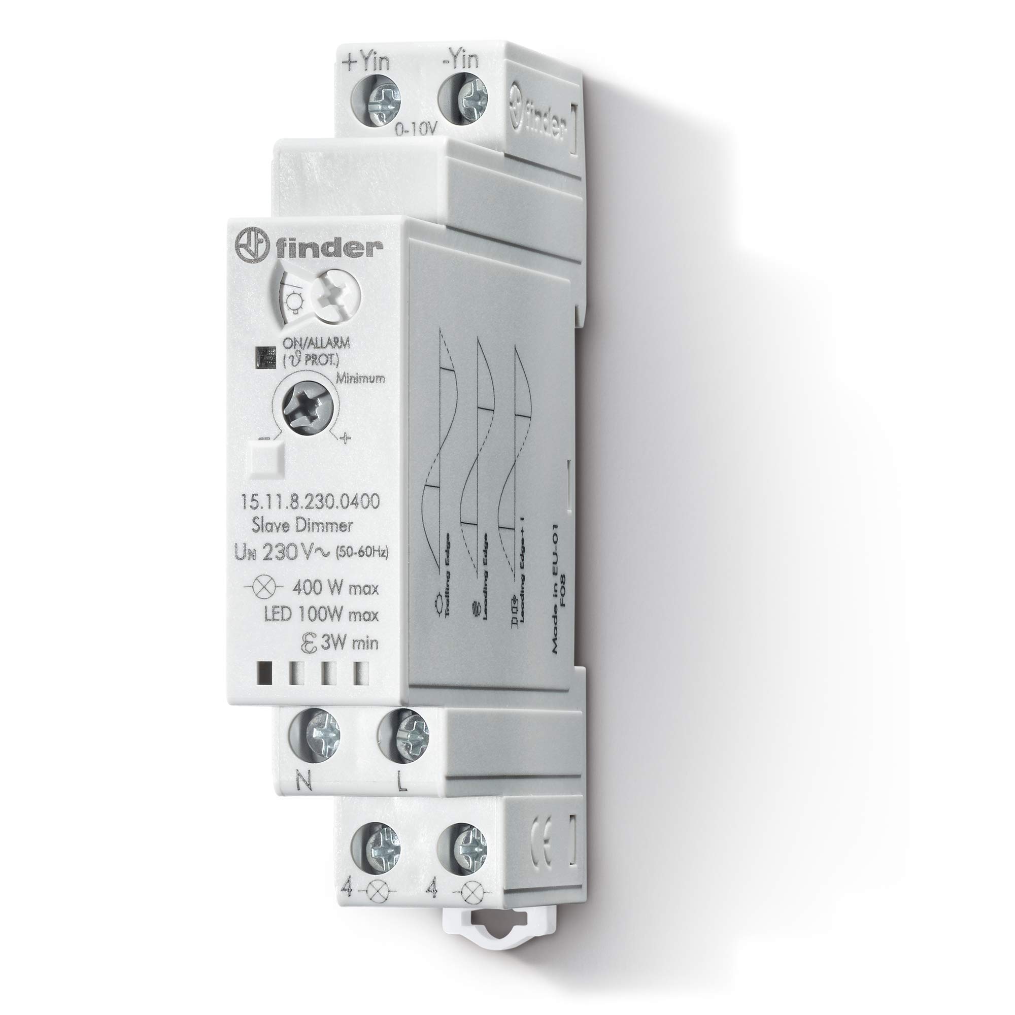 Finder 151182300400PAS Modular Light Type Slave Dimmer for LED/CFL/Halogen 35 mm Mounting Rail 400W 230 V