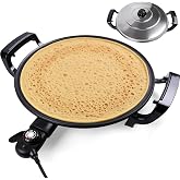 Mangoct 18.5&rdquo; Electric Injera Maker, Mitad for Ethiopian Injera, Pancake Teff Maker, Electric Griddle with Lid, Non-Stick Surface, Easy to Clean, Adjustable Mechanical Knob Control, Even Heating