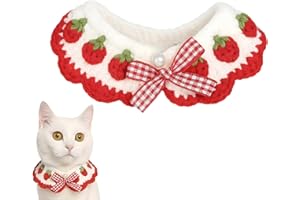 Pacaba Cat Collar Breakaway Kitten Collar with Cute Bow Tie and Strawberry Pattern Comfortable for Kitty and Small Puppies, Fits Neck 2-3 Inches(S)