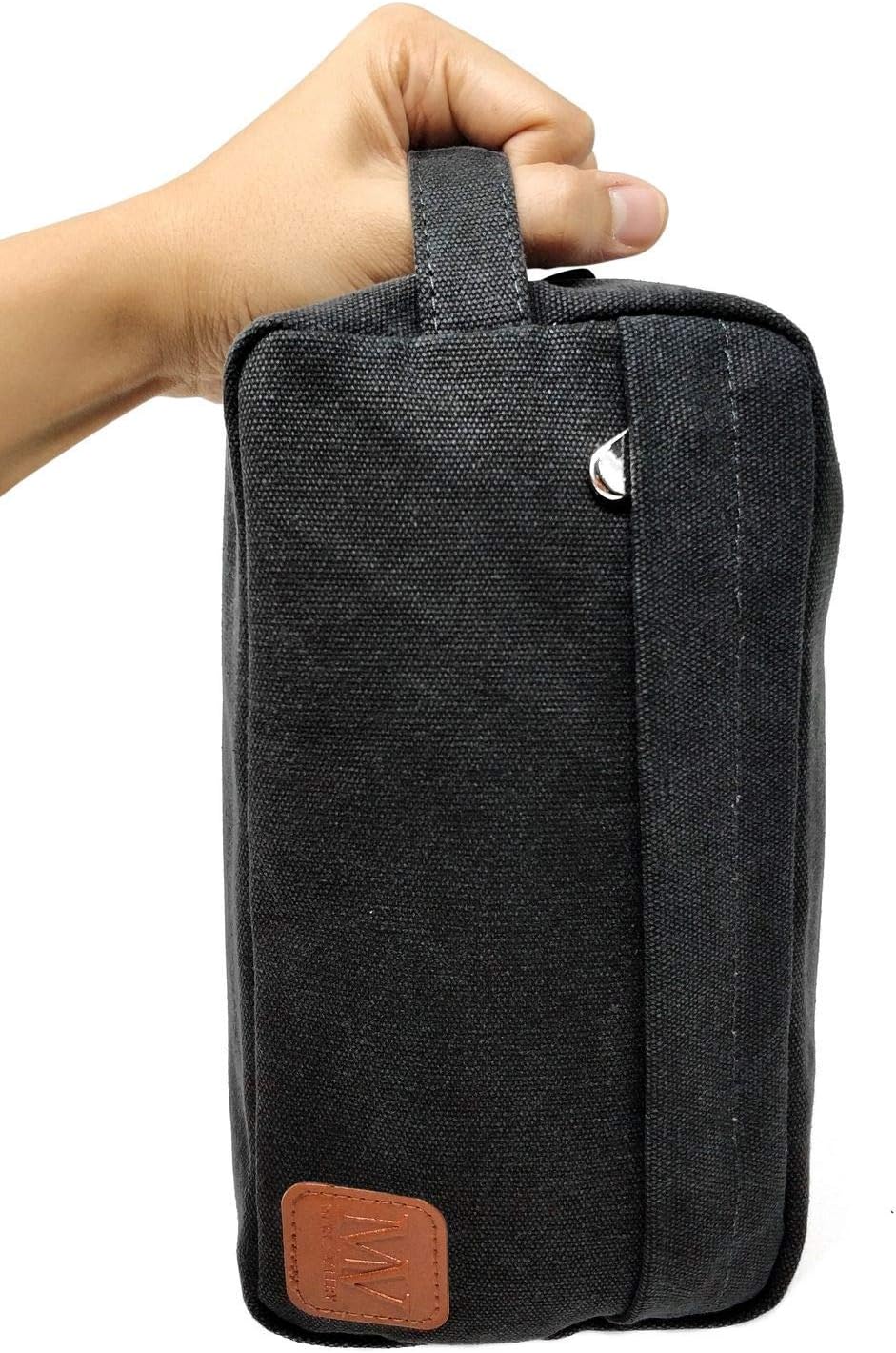 Toiletry Bag For Men Women - MARC VALERY Canvas Dopp Kit For Travel, Grooming & Shaving, Large Size Of 10” x 5” x 5.5” With Waterproof Lining And Hardy Metal Zip For All Travel Toiletries (Dark Grey)