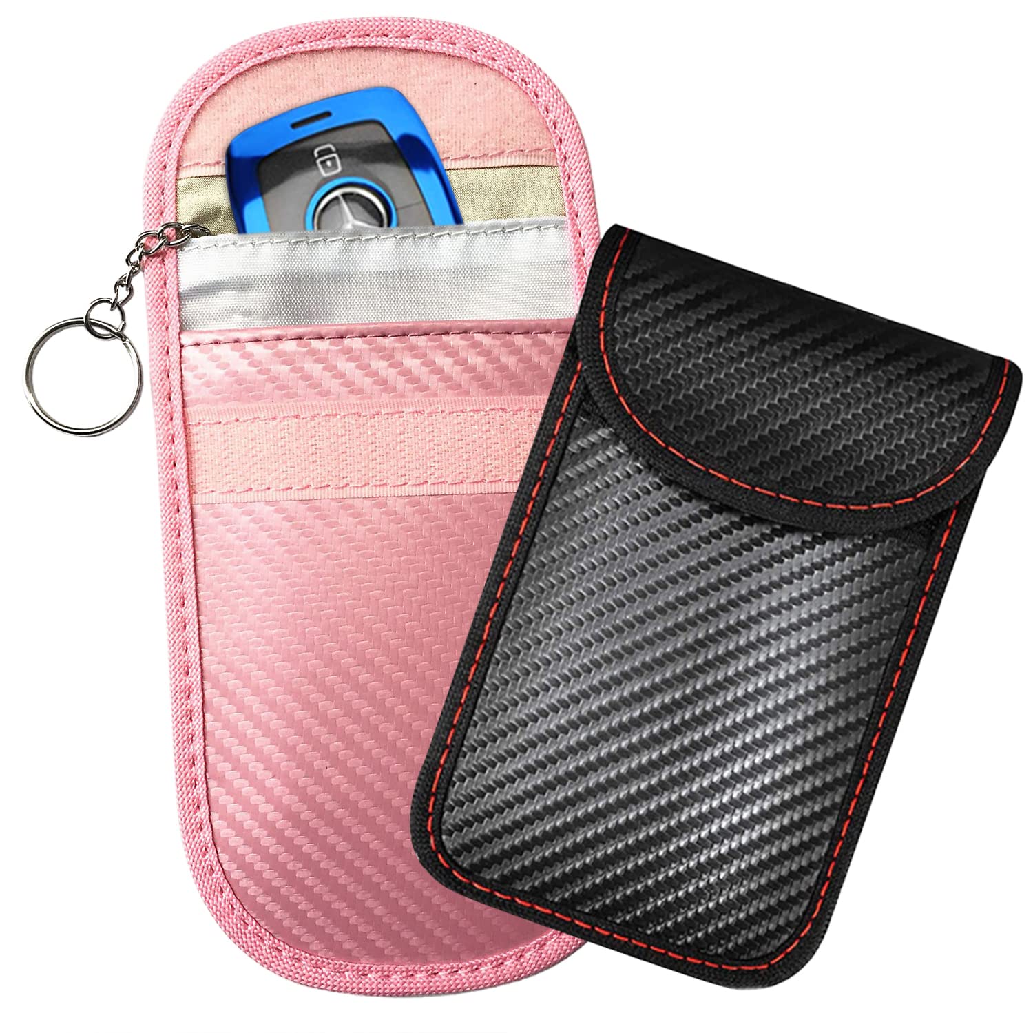 Faraday Pouch for Car Keys, 2PCS Car Key Signal Blocker Pouch, Faraday Bag for Keyless Car RFID Blocking, Anti-theft Remote Entry Smart Fobs Protection Y11CYSB