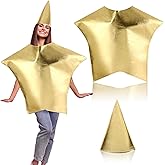 Jenaai Gold Star Costume for Women Adults Christmas Costume Nativity Star Religion Living Nativity Scene Outfits Cosplay Apparel with Hat Xmas Sunday Church Supply