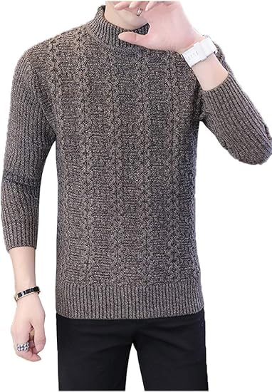 Amazon 秋と冬の紳士服 タートルネック メンズセーター ニット セーター トップス 綿 ケーブル編み 厚手 防寒 丸首 長袖 カジュアル M 3xl セーター 通販