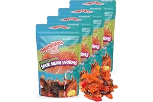 Marranadas Enchilados Spicy Gummies Mexican Candy Assortment, 12 Flavors, 3.1 oz Bags 4 Pack (Sour Neon Worms)