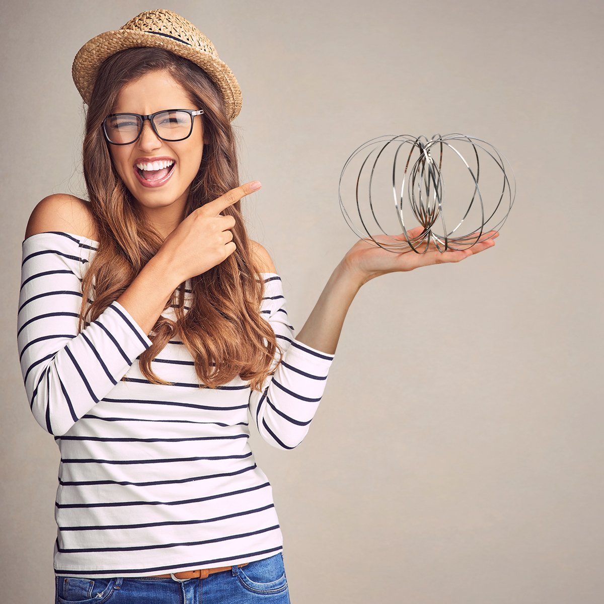 Flow Ring Toy, Kinetic Educational Spring Toy with Multi-Sensory, Interactive, 3D-Shaped Flow Ring ,2 Packs,Sliver