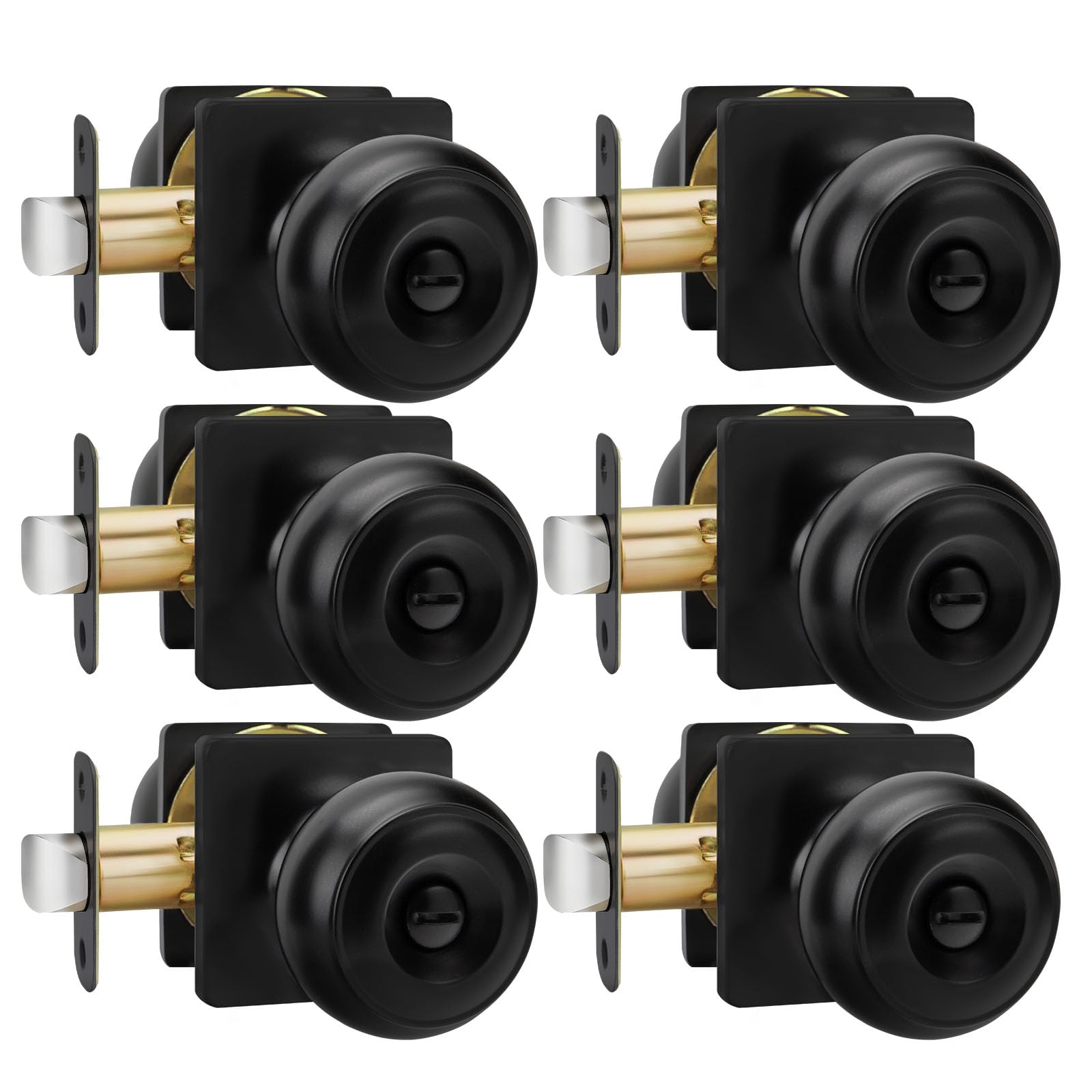 Haidms 6 Packs Black Door Knobs Interior, Matte Black Interior Door ...